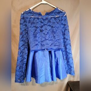 B Darlin Royal Blue Lace Peplum Blouse